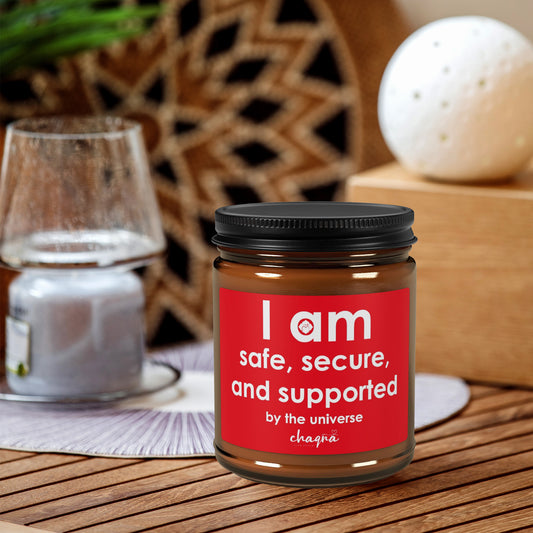 ROOT CHAQRA Affirmation Candle 9oz.- "I Am Safe, Secure, and Supported" - Scented Soy Candle