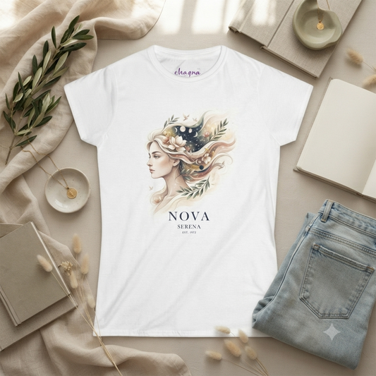 NOVA COLLECTION :: 'SERENA' - Watercolor Goddess Portrait Floral Tee