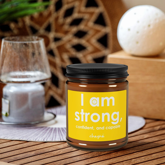 SOLAR PLEXUS CHAQRA Affirmation Candle 9oz. - "I am strong, confident, and capable"- Scented Soy Candle