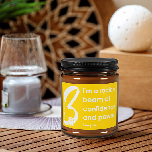 SOLAR PLEXUS CHAQRA Affirmation Candle 9oz. - "I’m a radiant beam of confidence and power!"- Scented Soy Candle