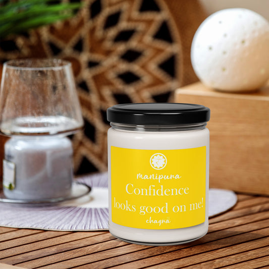 Manipura CHAQRA Affirmation Candle 9oz. - "Confidence looks good on me!" - Scented Soy Candle