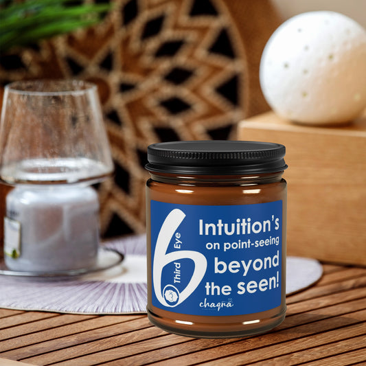 THIRD EYE CHAQRA Affirmation Candle 9oz. - "Intuition’s on point-seeing beyond the seen!" - Scented Soy Candle