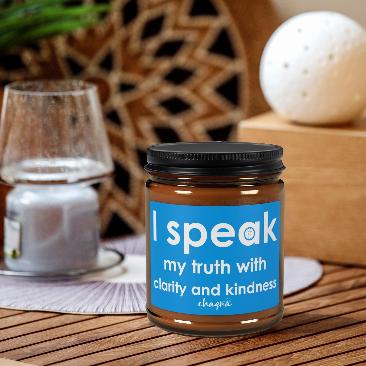 THROAT CHAQRA Affirmation Candle 9oz. - "I speak my truth with clarity and kindness" - Scented Soy Candle