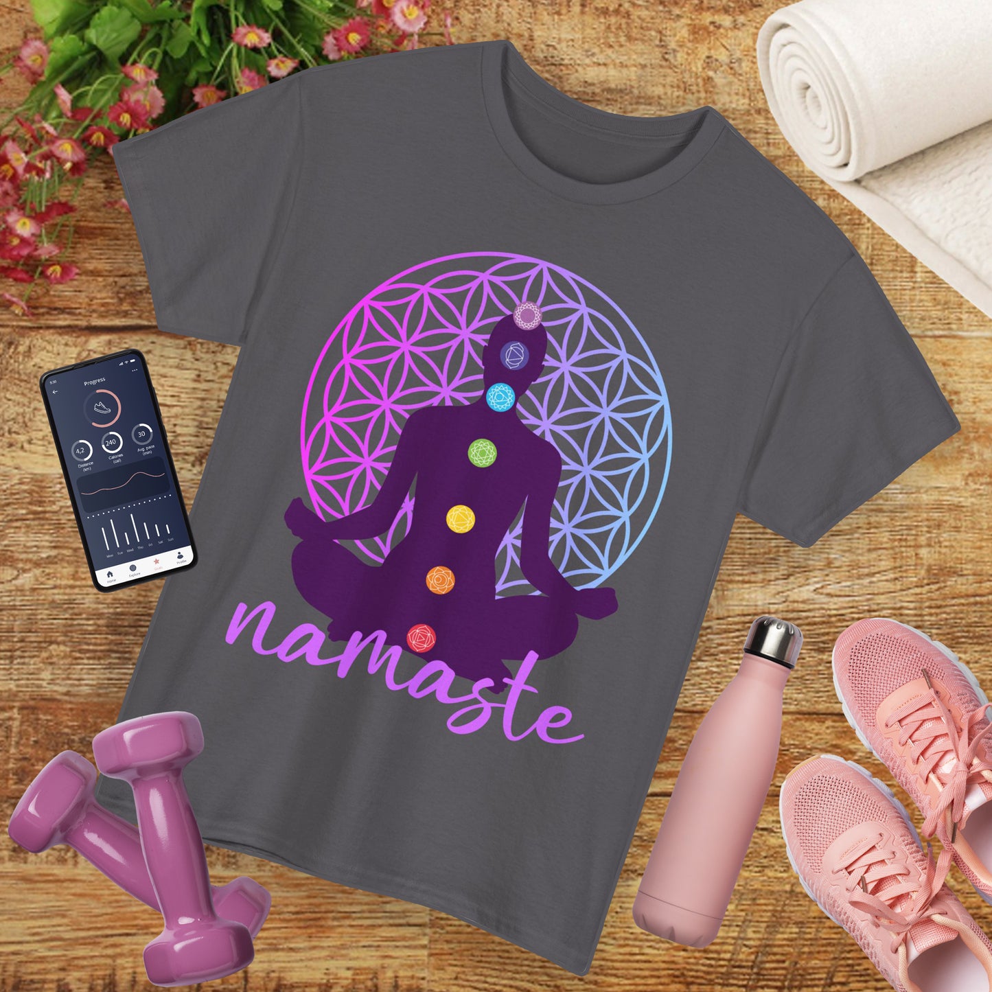 Namaste Within - Chakra Alignment Heavy Cotton Tee - Spiritual Meditation Shirt
