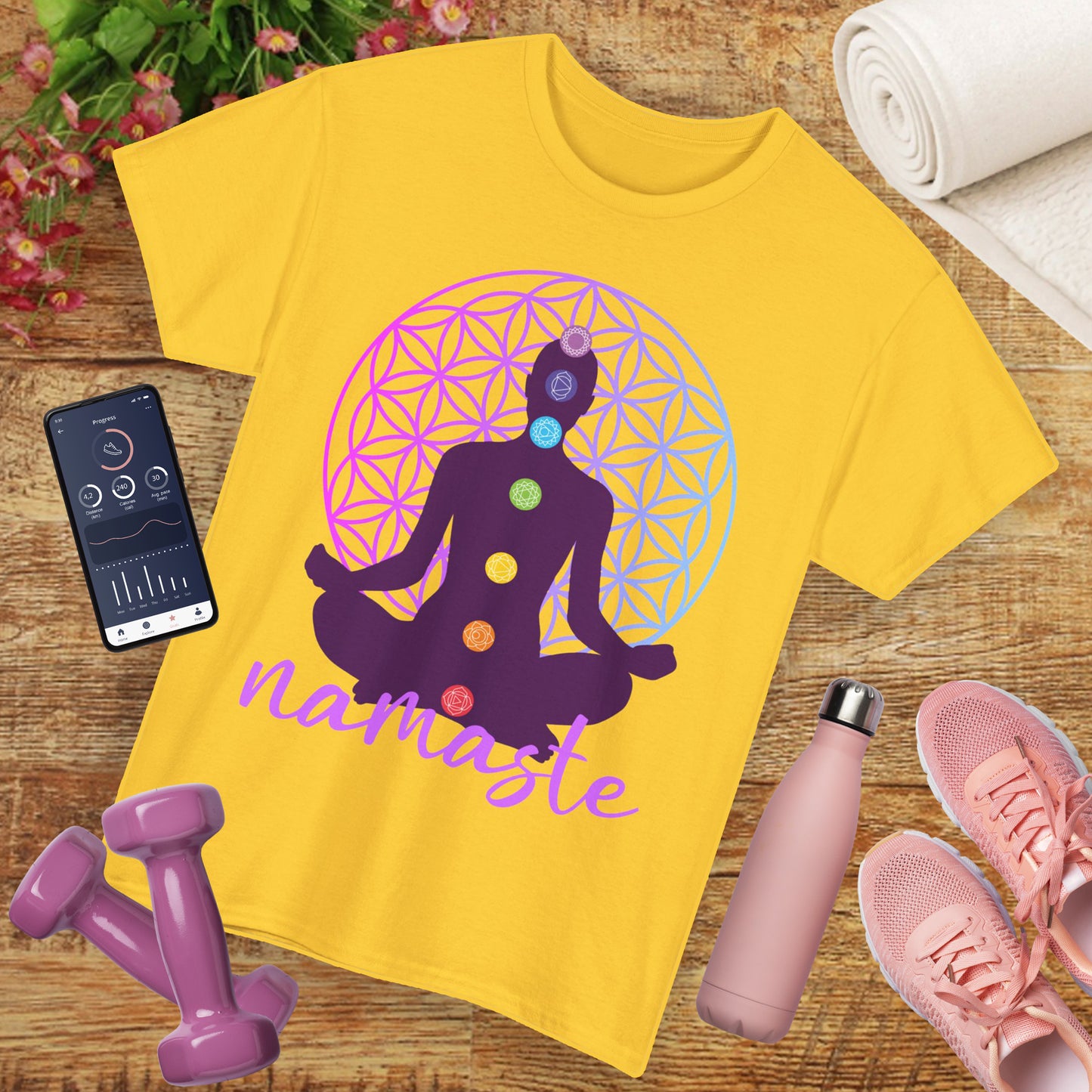 Namaste Within - Chakra Alignment Heavy Cotton Tee - Spiritual Meditation Shirt
