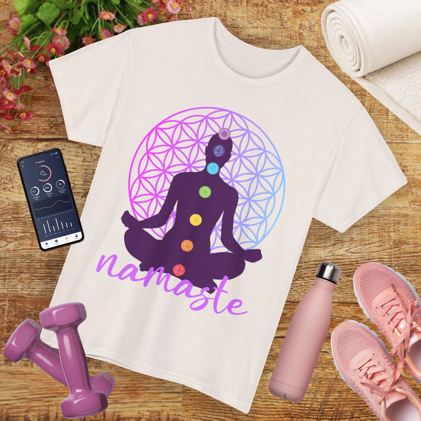 Namaste Within - Chakra Alignment Heavy Cotton Tee - Spiritual Meditation Shirt