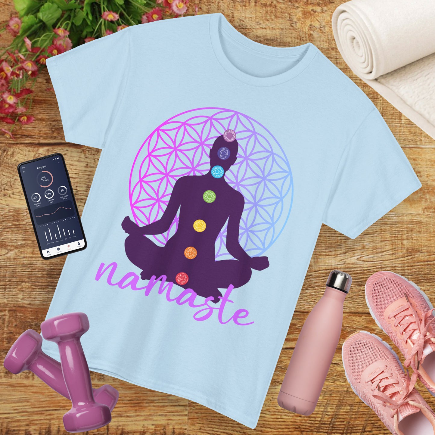 Namaste Within - Chakra Alignment Heavy Cotton Tee - Spiritual Meditation Shirt