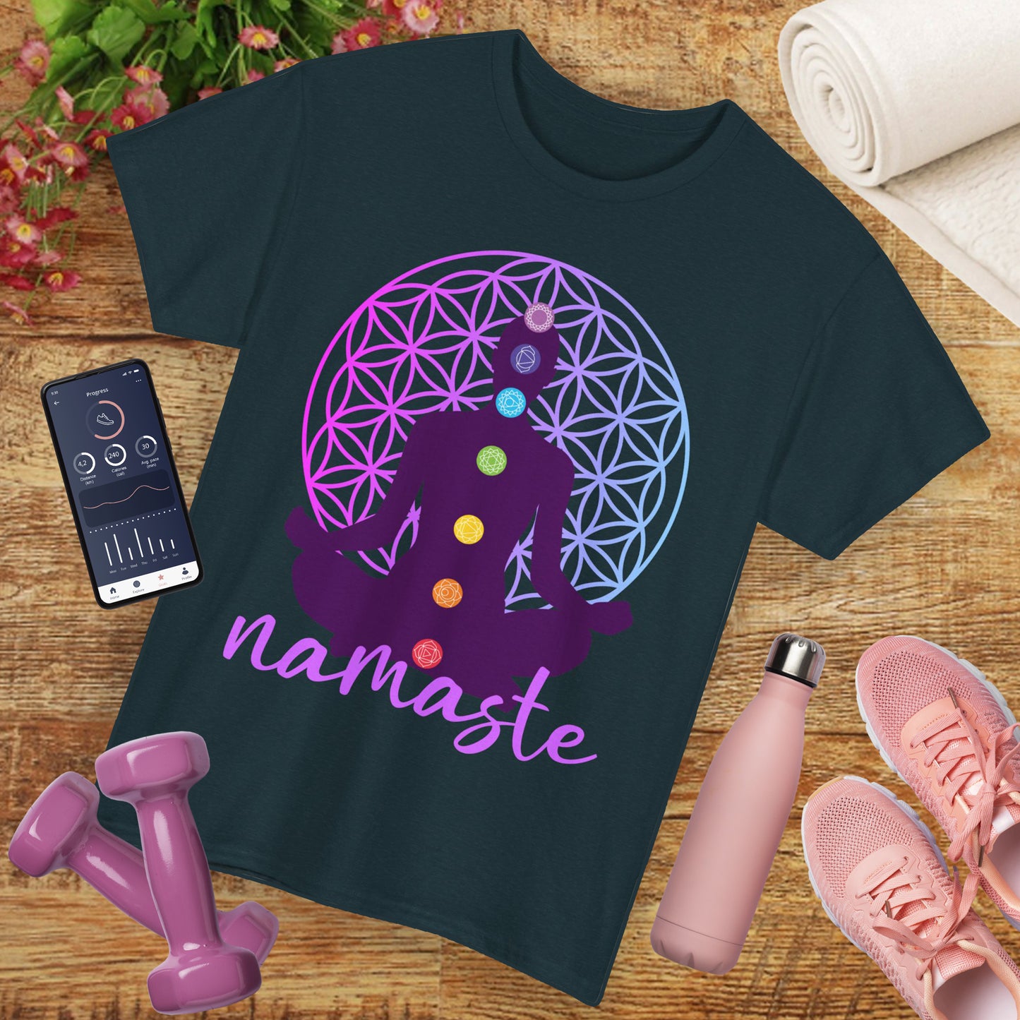 Namaste Within - Chakra Alignment Heavy Cotton Tee - Spiritual Meditation Shirt