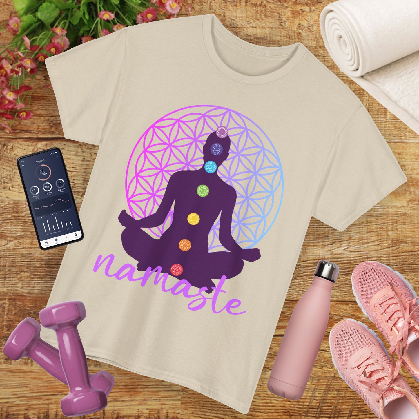 Namaste Within - Chakra Alignment Heavy Cotton Tee - Spiritual Meditation Shirt