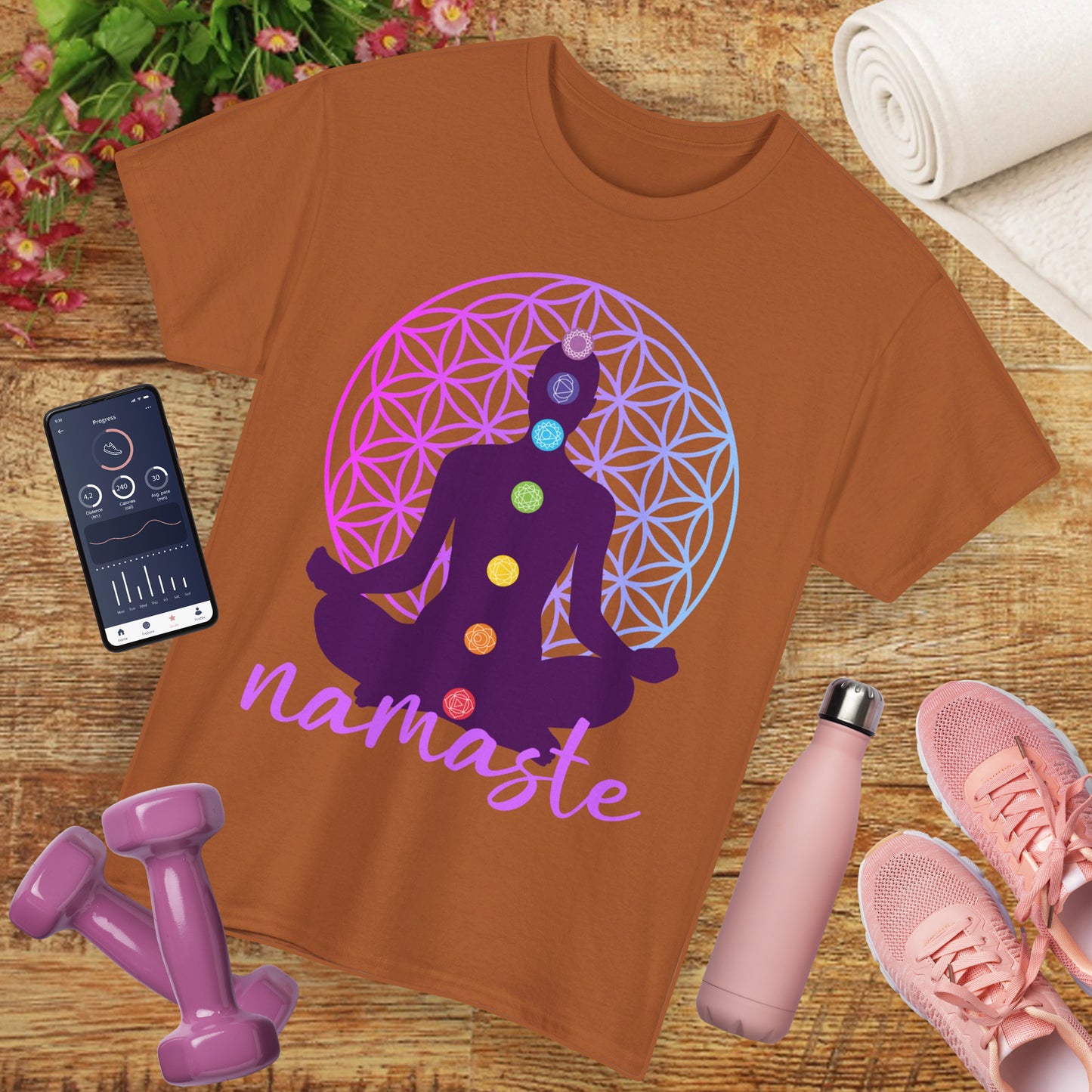 Namaste Within - Chakra Alignment Heavy Cotton Tee - Spiritual Meditation Shirt