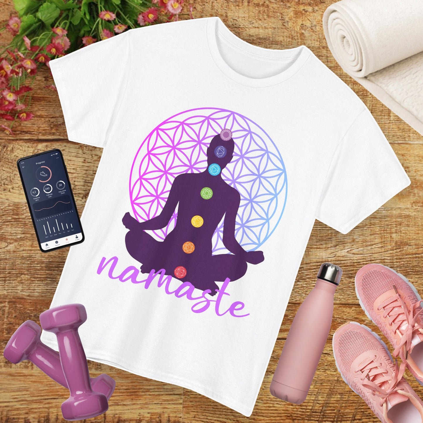 Namaste Within - Chakra Alignment Heavy Cotton Tee - Spiritual Meditation Shirt