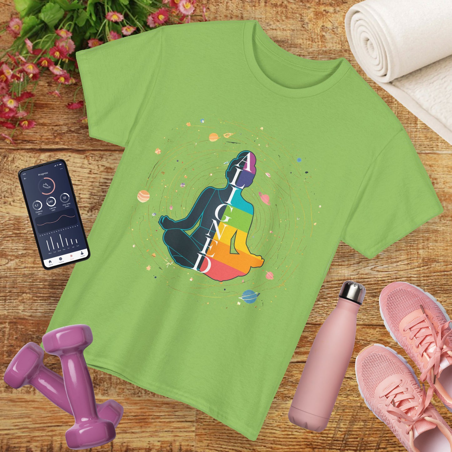 “Aligned” Chakra & Cosmos Heavy Cotton Tee - Balance, Energy & Inner Peace