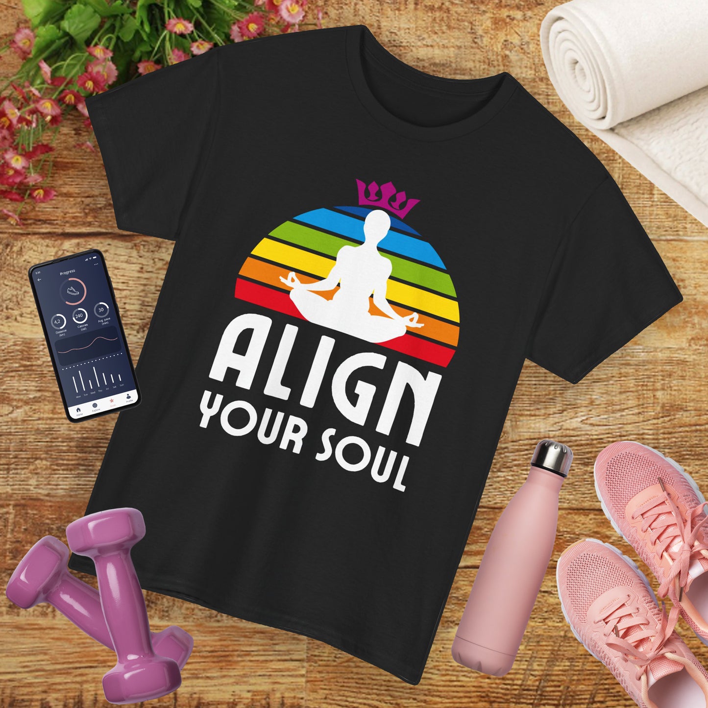 "Align Your Soul" Chakra Heavy Cotton Tee - Radiate from Root to Crown