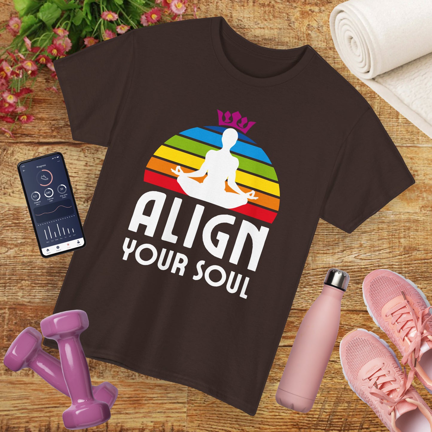 "Align Your Soul" Chakra Heavy Cotton Tee - Radiate from Root to Crown