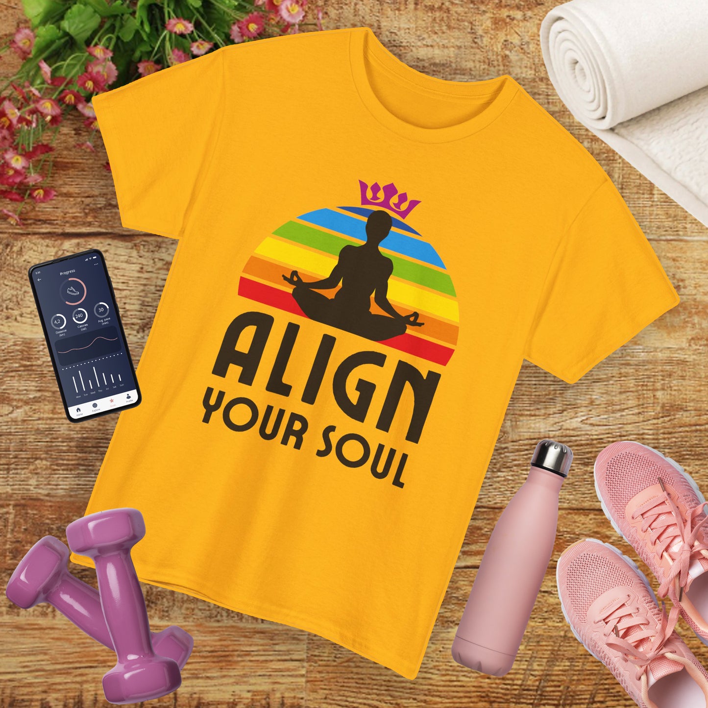 "Align Your Soul" Chakra Heavy Cotton Tee - Radiate from Root to Crown