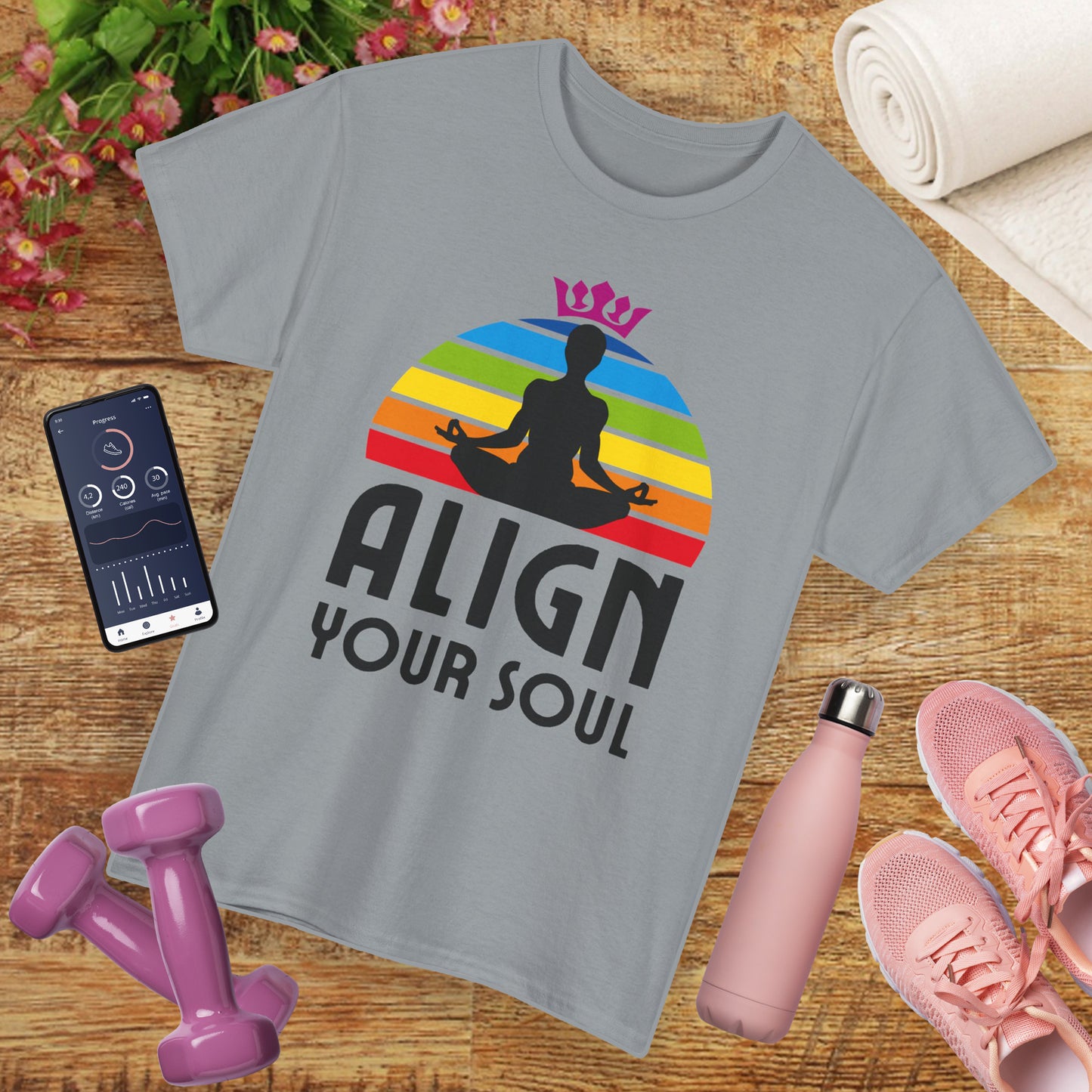 "Align Your Soul" Chakra Heavy Cotton Tee - Radiate from Root to Crown