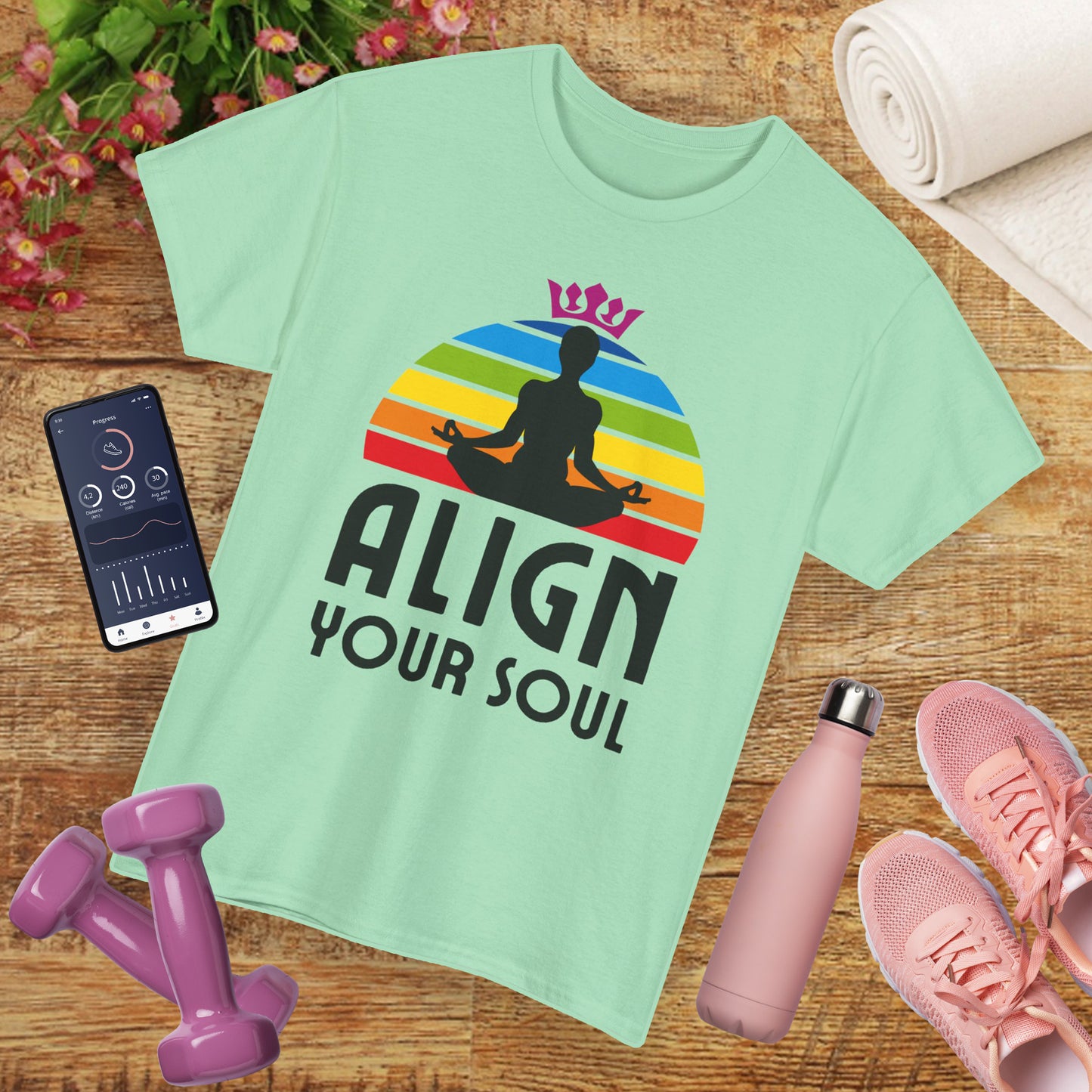 "Align Your Soul" Chakra Heavy Cotton Tee - Radiate from Root to Crown