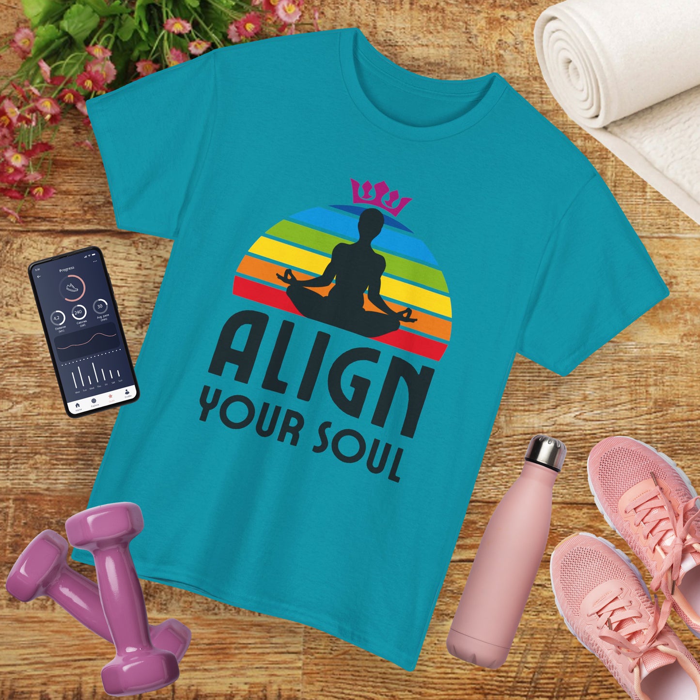 "Align Your Soul" Chakra Heavy Cotton Tee - Radiate from Root to Crown