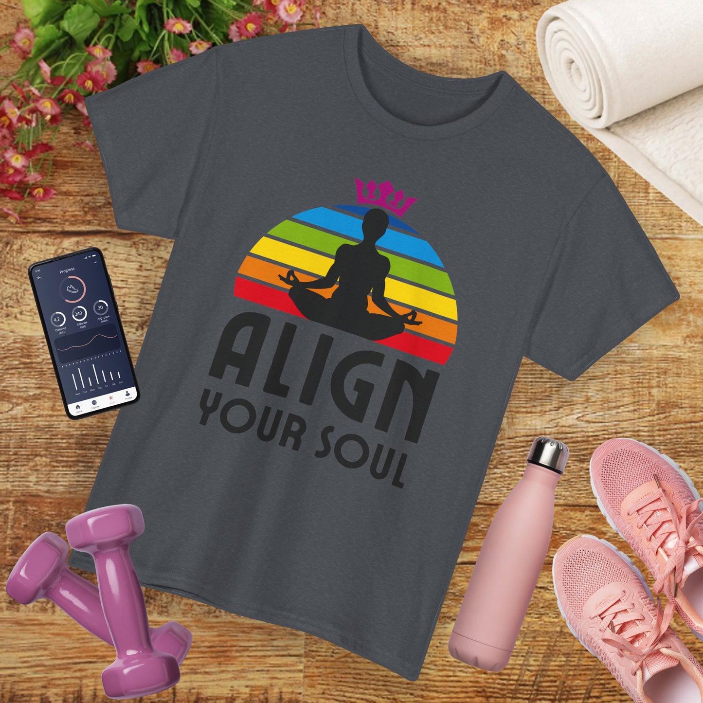 "Align Your Soul" Chakra Heavy Cotton Tee - Radiate from Root to Crown