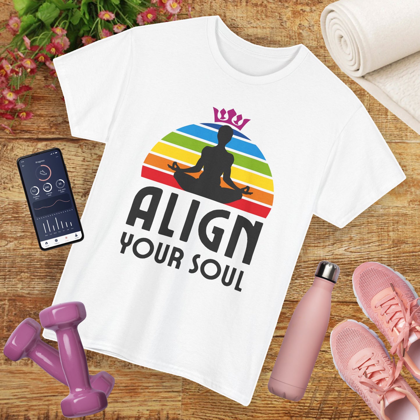 "Align Your Soul" Chakra Heavy Cotton Tee - Radiate from Root to Crown