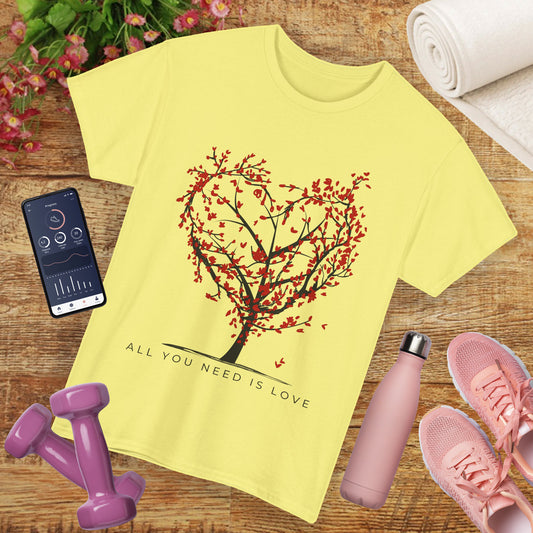 Rooted in Love - “All You Need is Love” - Love Tree Heavy Cotton Tee