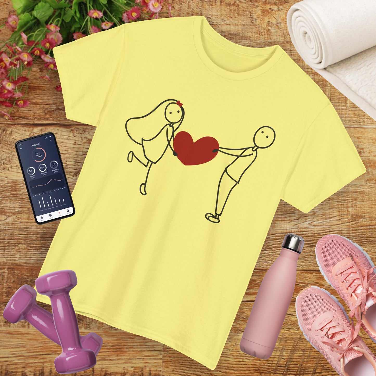 Heartfelt Connection Heavy Cotton Tee - Playful Love, Gentle Vibes