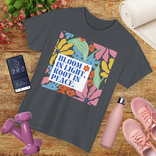 🌸 Bloom & Root Heavy Cotton Tee - Light Above, Peace Below