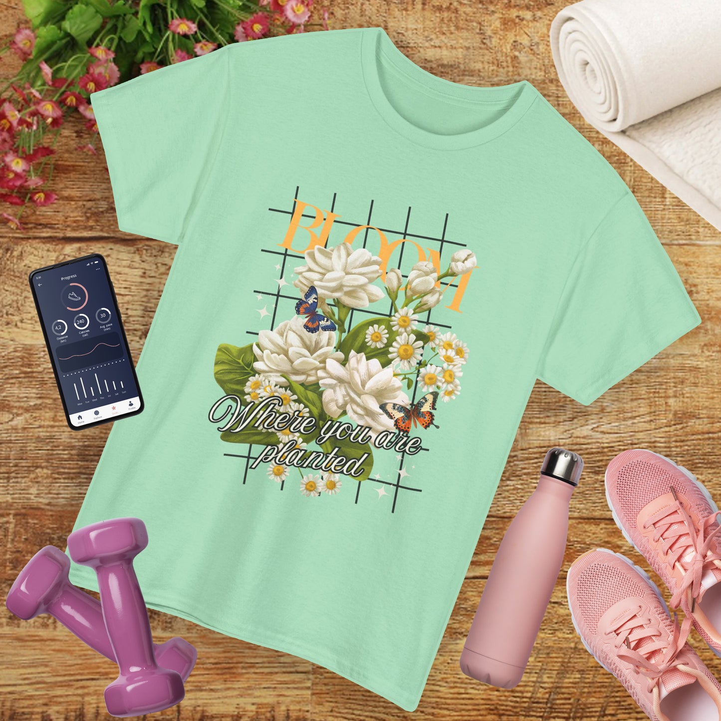 🌼Bloom Soulfully Heavy Cotton Tee - Rooted in Grace, Blossoming in Truth