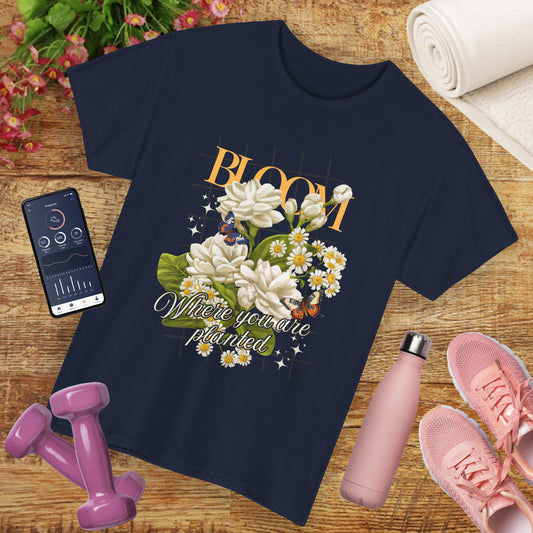 🌼Bloom Soulfully Heavy Cotton Tee - Rooted in Grace, Blossoming in Truth