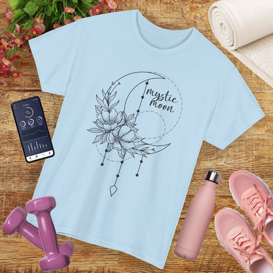 Mystic Moon Heavy Cotton Tee - A Boho Whisper from the Cosmos