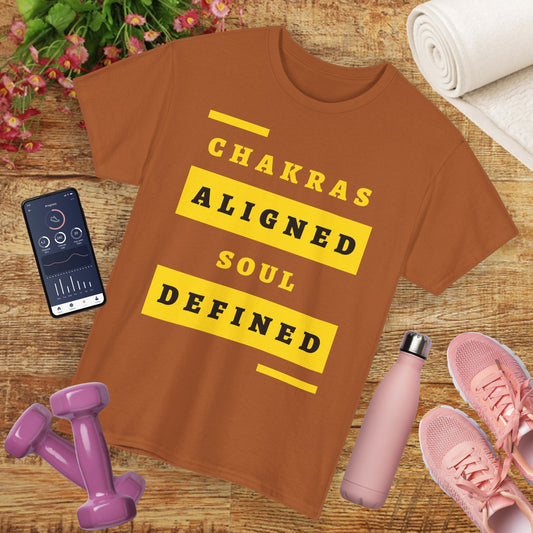 Chakras Aligned Heavy Cotton Tee - Soul Defined, Light Refined