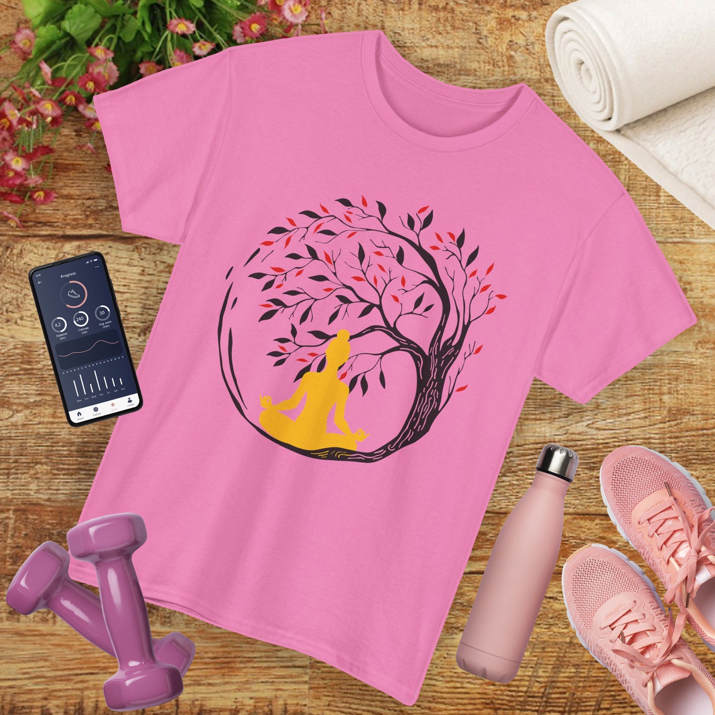 Rooted in Stillness - Meditation Tree Heavy Cotton Tee - Mindfulness Apparel