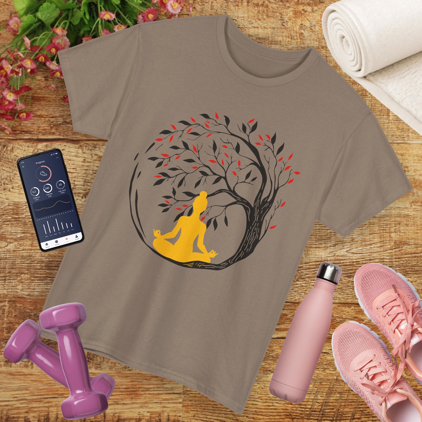 Rooted in Stillness - Meditation Tree Heavy Cotton Tee - Mindfulness Apparel