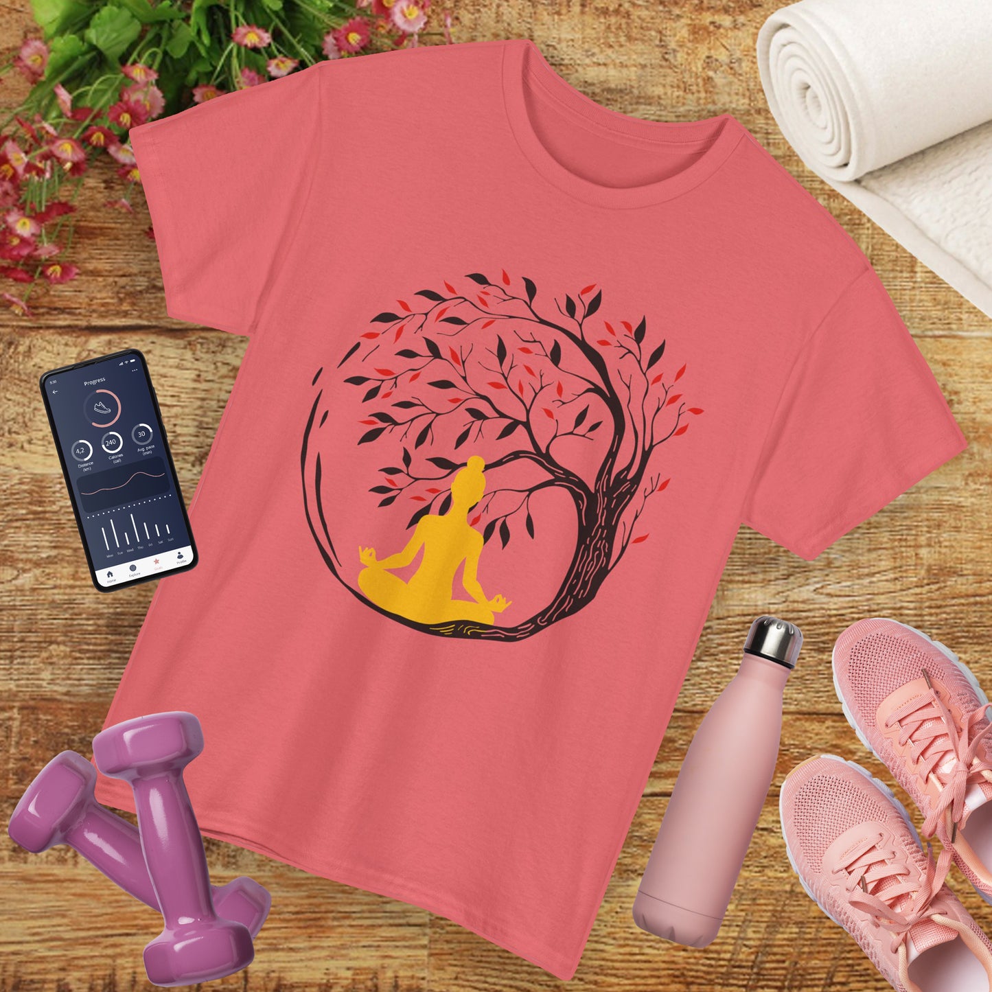 Rooted in Stillness - Meditation Tree Heavy Cotton Tee - Mindfulness Apparel