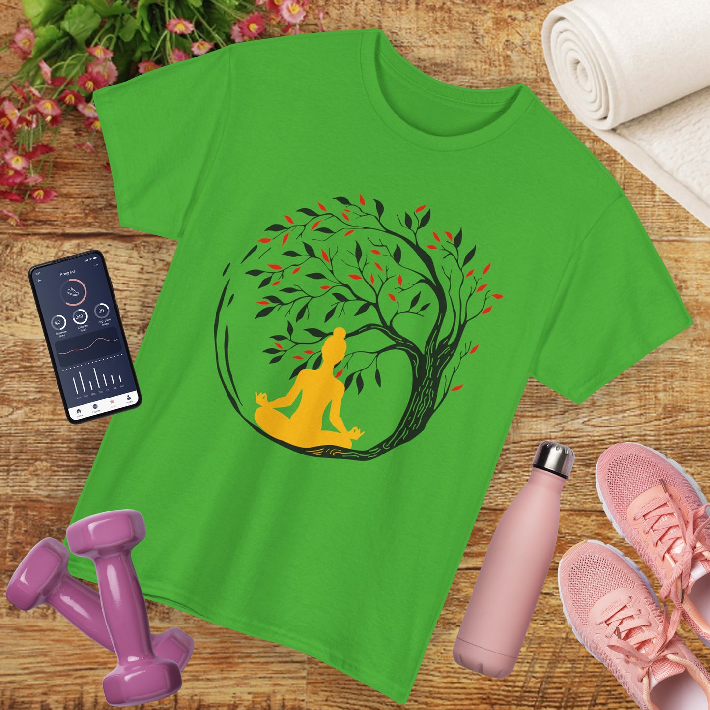 Rooted in Stillness - Meditation Tree Heavy Cotton Tee - Mindfulness Apparel
