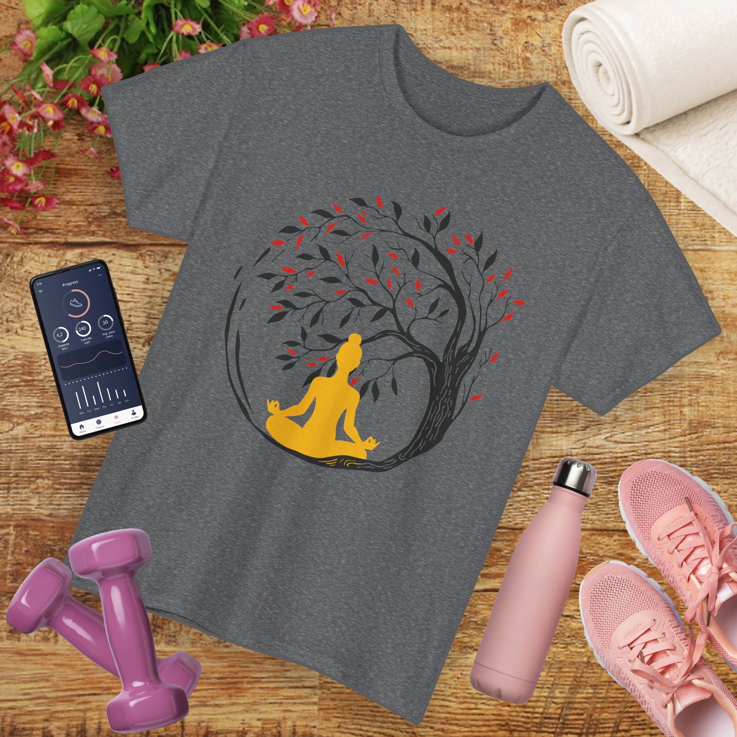 Rooted in Stillness - Meditation Tree Heavy Cotton Tee - Mindfulness Apparel