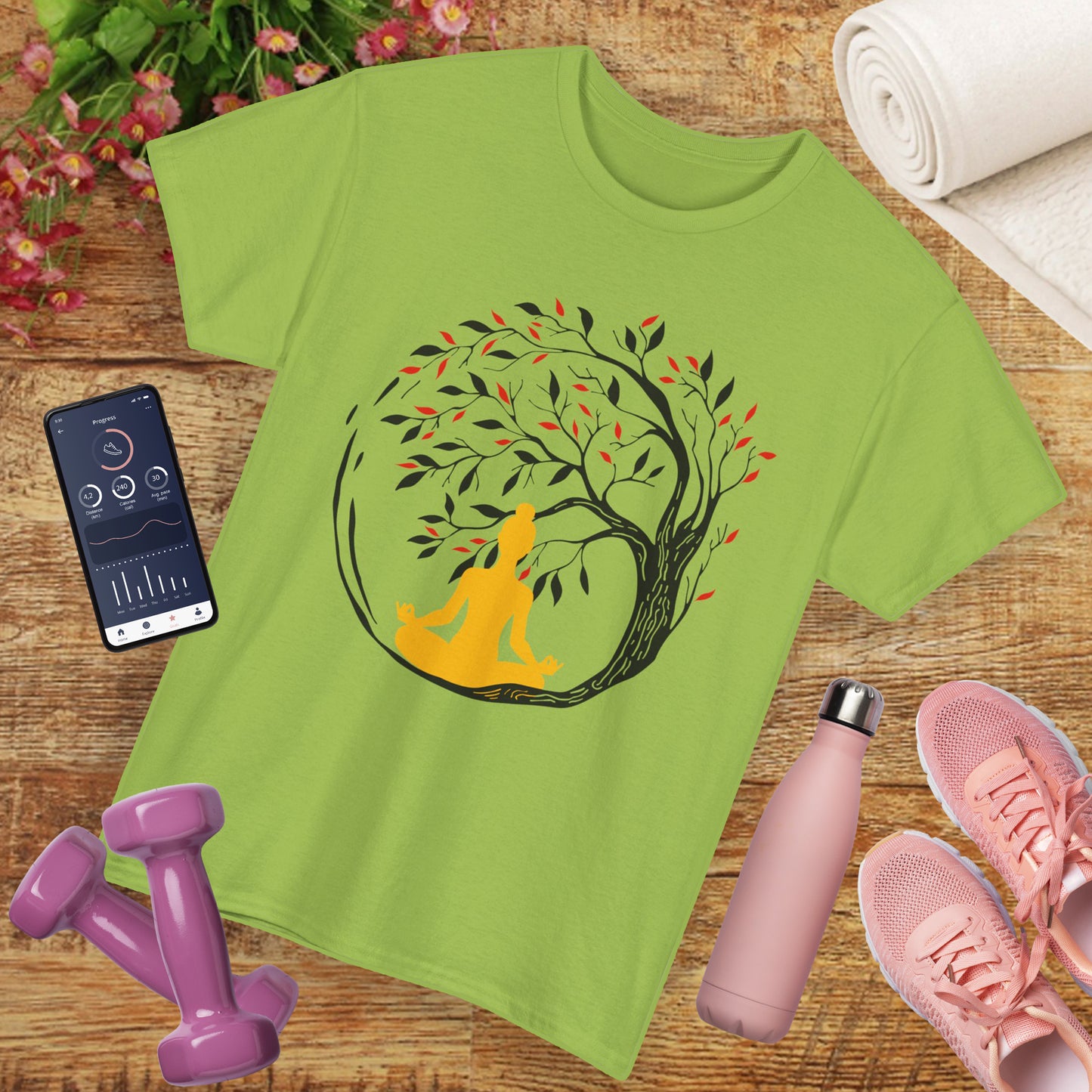Rooted in Stillness - Meditation Tree Heavy Cotton Tee - Mindfulness Apparel