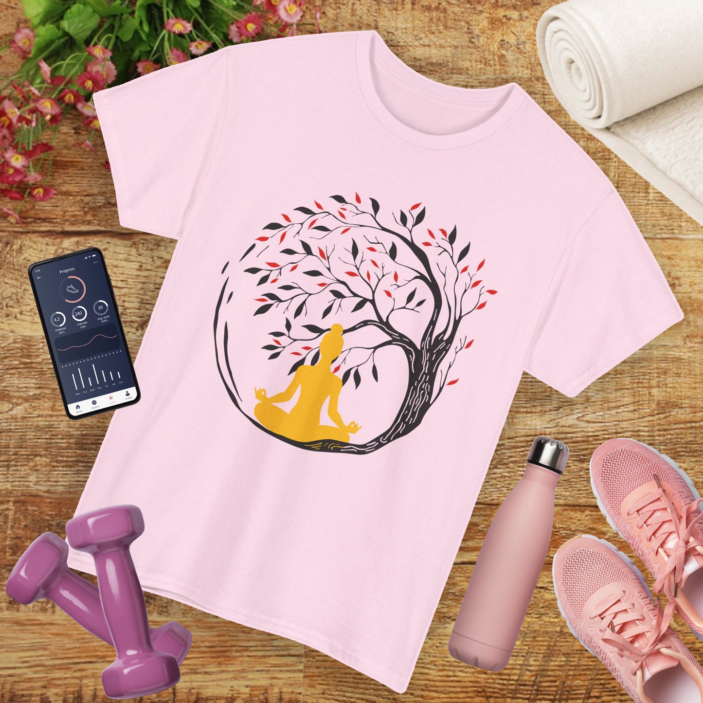 Rooted in Stillness - Meditation Tree Heavy Cotton Tee - Mindfulness Apparel