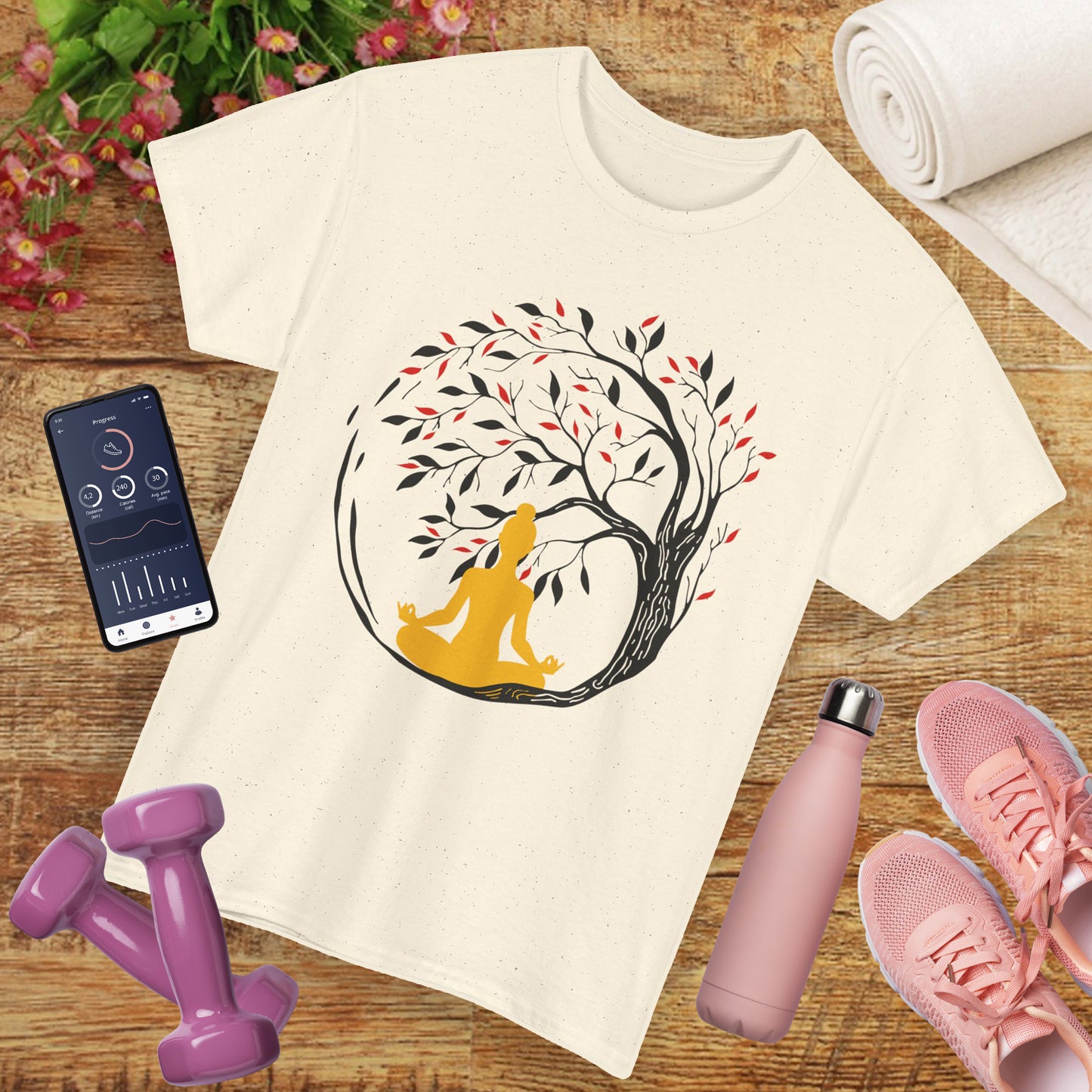 Rooted in Stillness - Meditation Tree Heavy Cotton Tee - Mindfulness Apparel