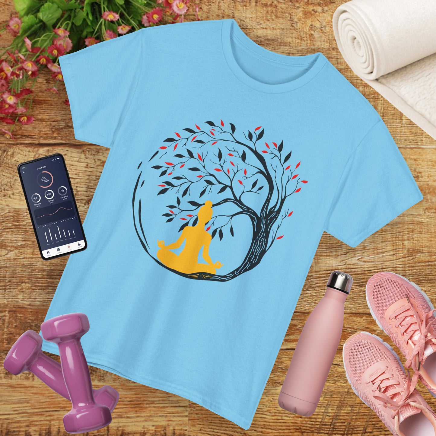 Rooted in Stillness - Meditation Tree Heavy Cotton Tee - Mindfulness Apparel