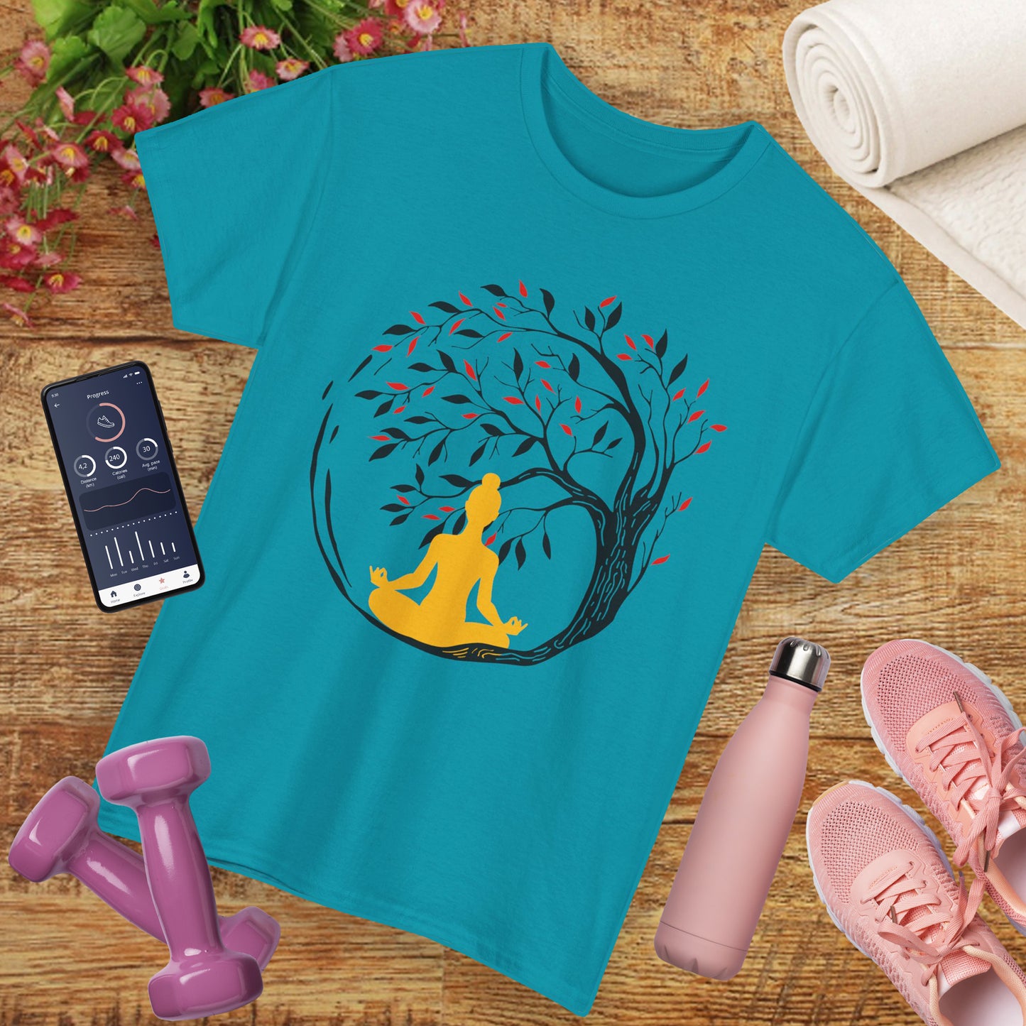 Rooted in Stillness - Meditation Tree Heavy Cotton Tee - Mindfulness Apparel