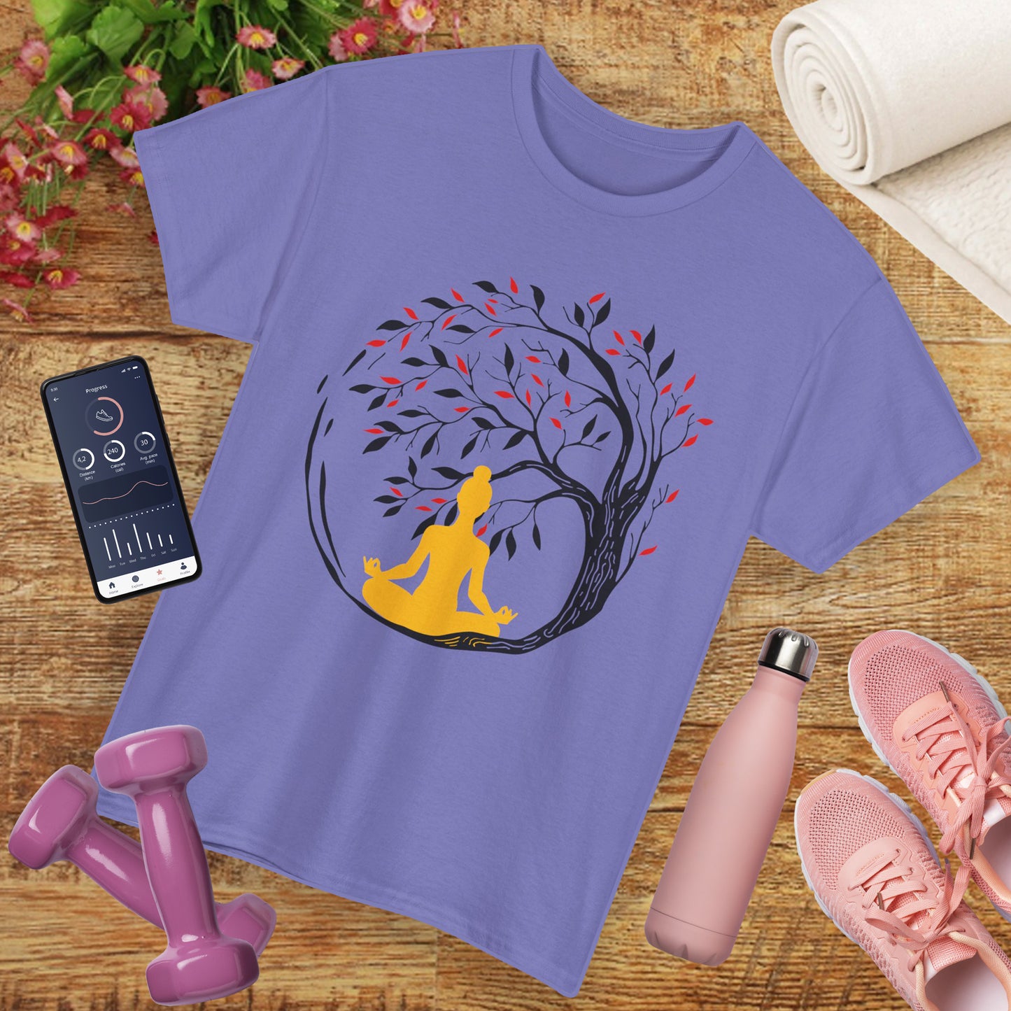 Rooted in Stillness - Meditation Tree Heavy Cotton Tee - Mindfulness Apparel