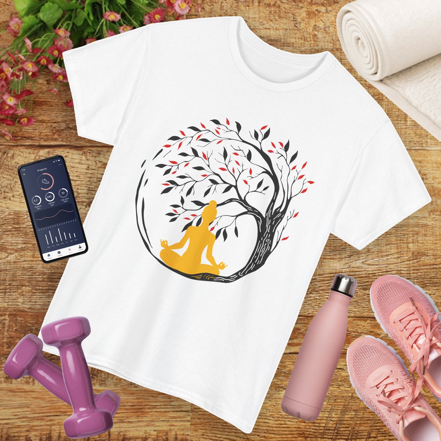 Rooted in Stillness - Meditation Tree Heavy Cotton Tee - Mindfulness Apparel
