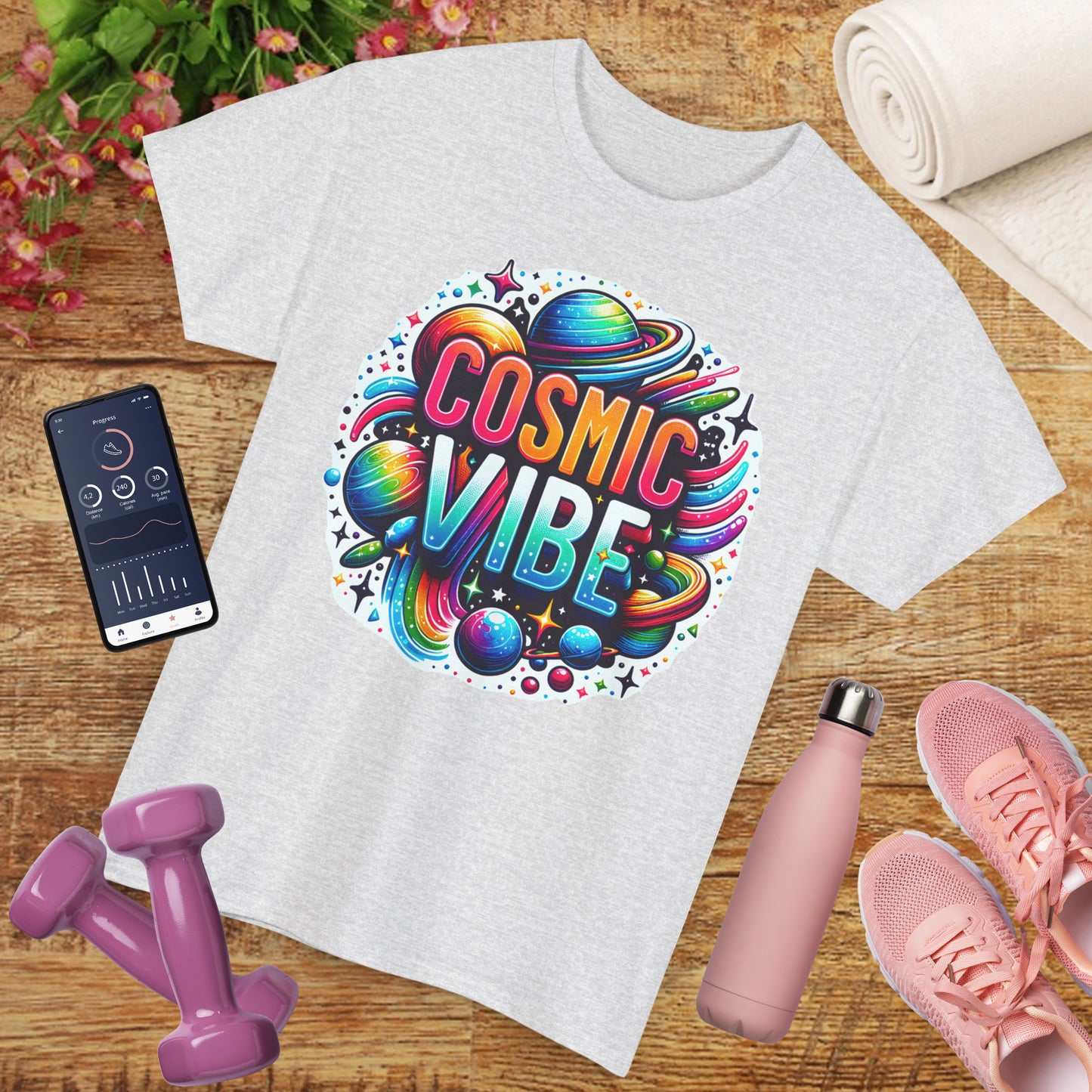 🌌Cosmic Vibes Heavy Cotton Tee - Align with the Rhythm of the Universe