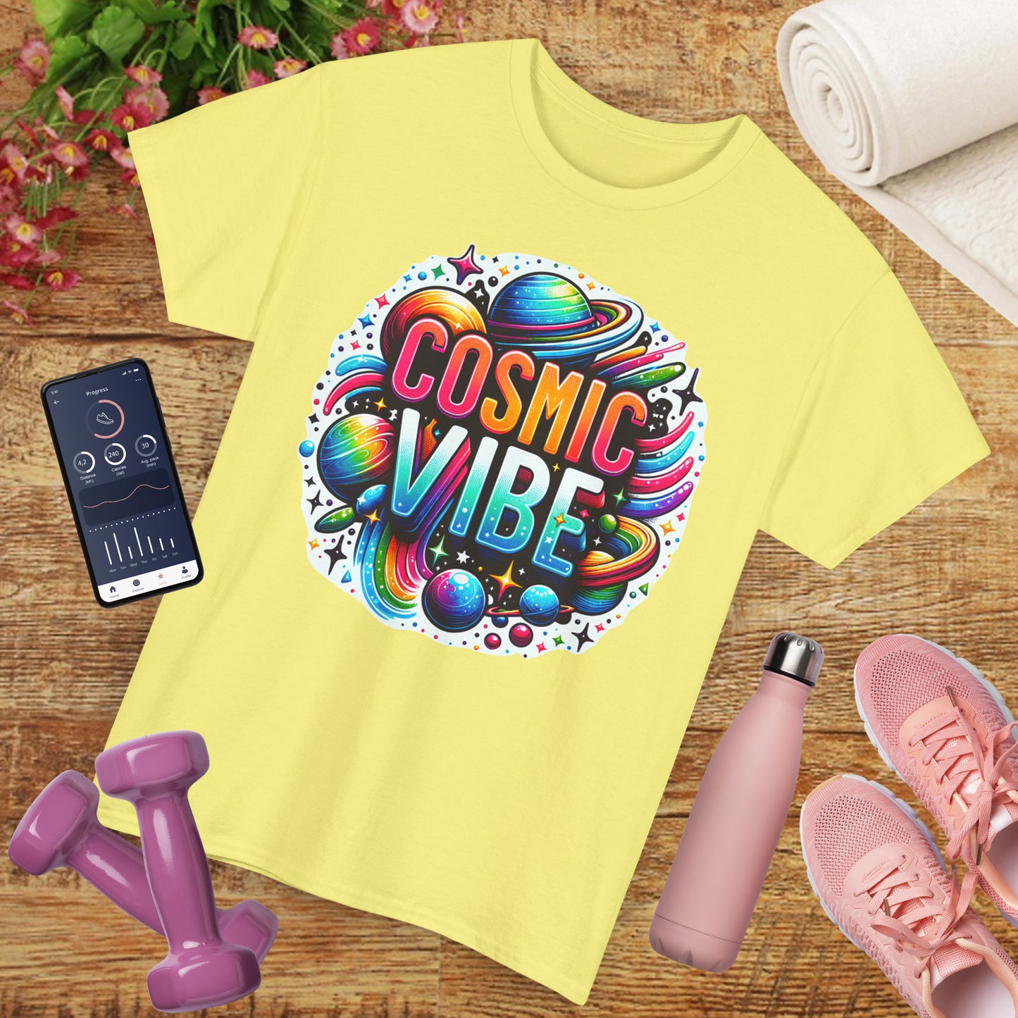 🌌Cosmic Vibes Heavy Cotton Tee - Align with the Rhythm of the Universe