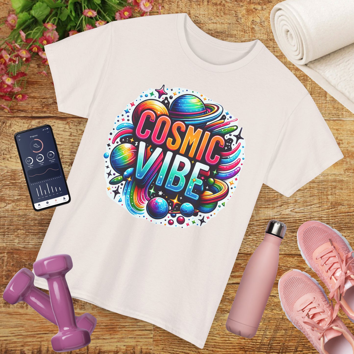 🌌Cosmic Vibes Heavy Cotton Tee - Align with the Rhythm of the Universe