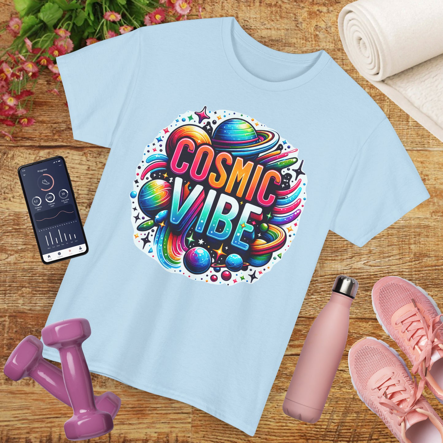 🌌Cosmic Vibes Heavy Cotton Tee - Align with the Rhythm of the Universe