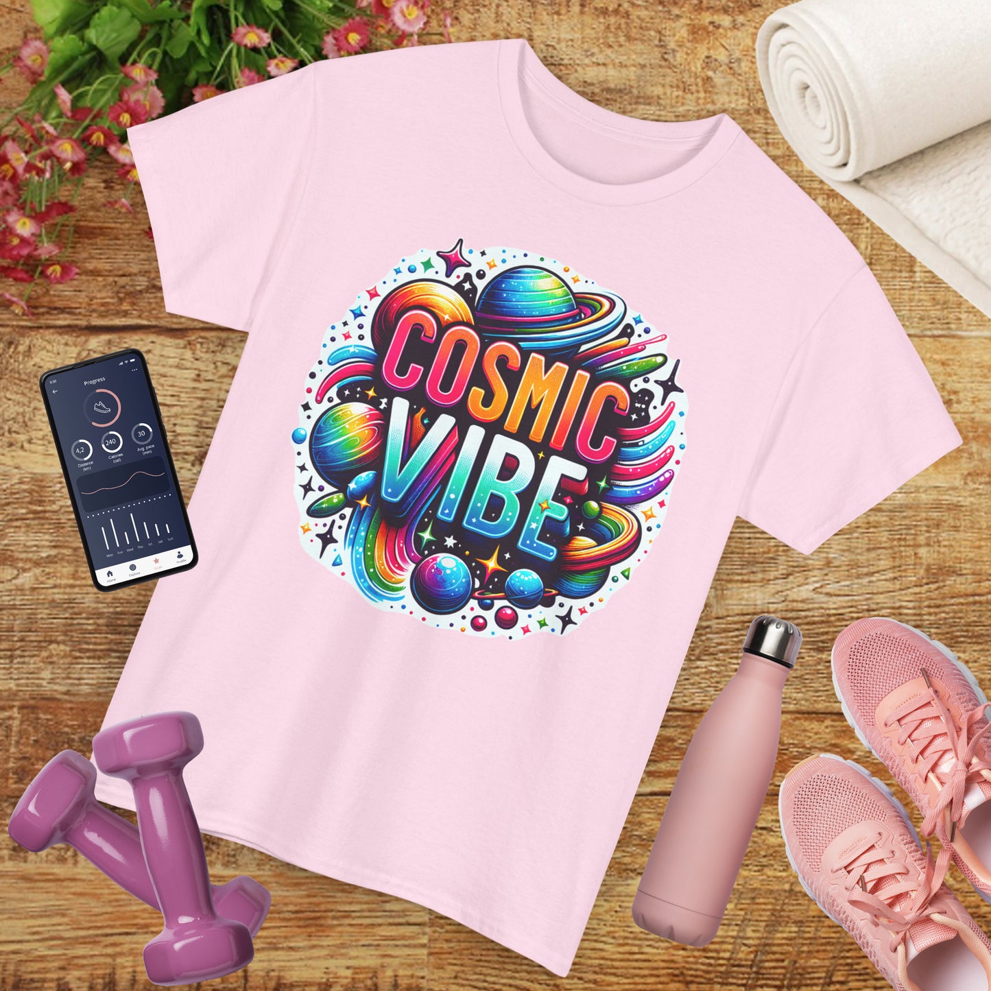 🌌Cosmic Vibes Heavy Cotton Tee - Align with the Rhythm of the Universe