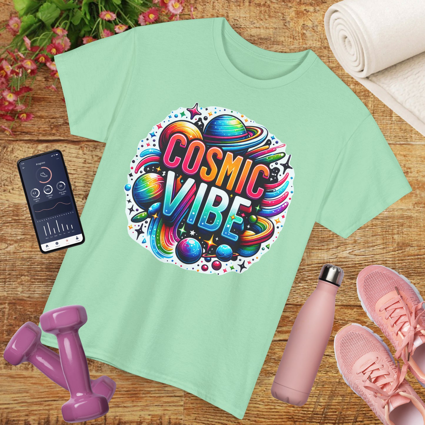 🌌Cosmic Vibes Heavy Cotton Tee - Align with the Rhythm of the Universe