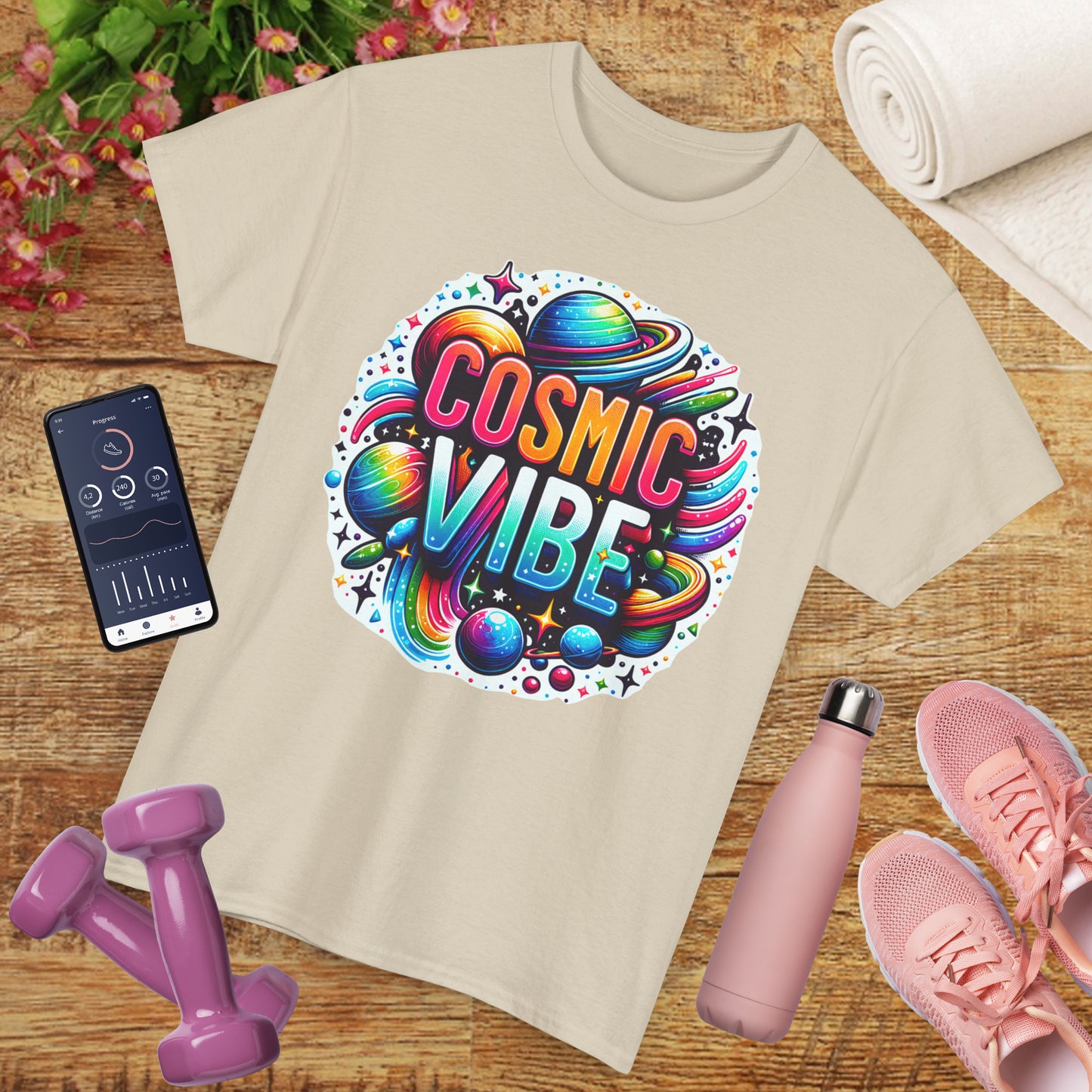 🌌Cosmic Vibes Heavy Cotton Tee - Align with the Rhythm of the Universe